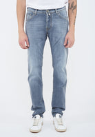 Jeans 5 tasche Nick slim in denim super stretch grigio lavaggio vintage 