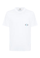 T-shirt girocollo con taschino in jersey di cotone bianco 