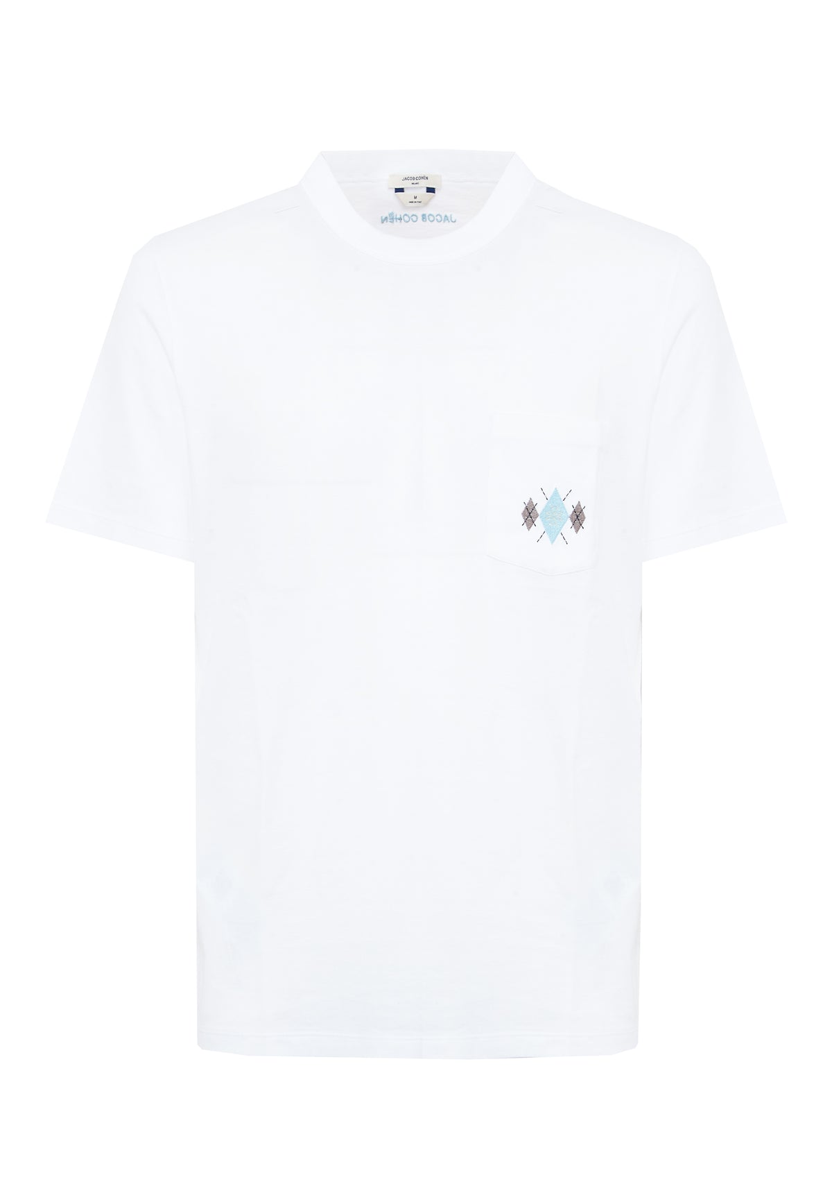 T-shirt girocollo con taschino in jersey di cotone bianco 