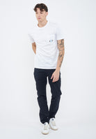 T-shirt girocollo con taschino in jersey di cotone bianco 