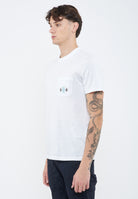 T-shirt girocollo con taschino in jersey di cotone bianco 