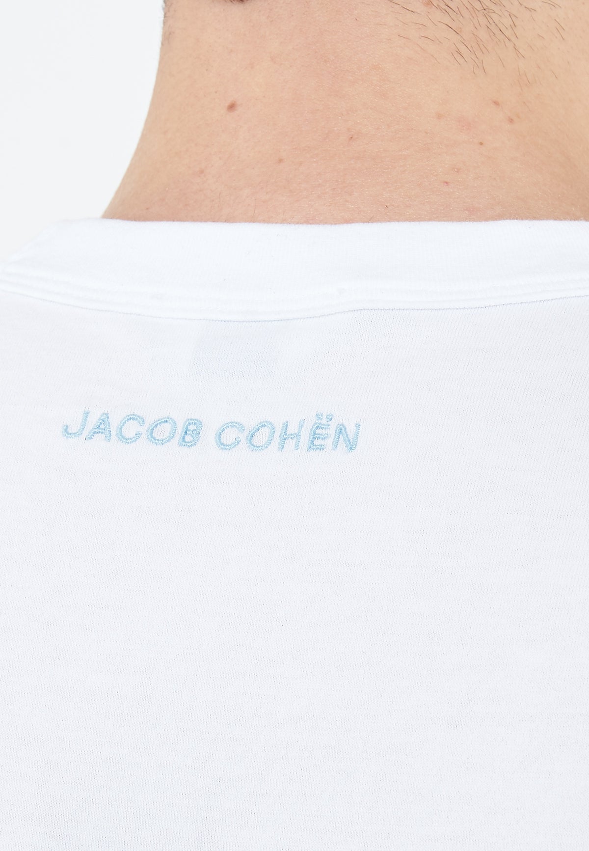 T-shirt girocollo con taschino in jersey di cotone bianco 