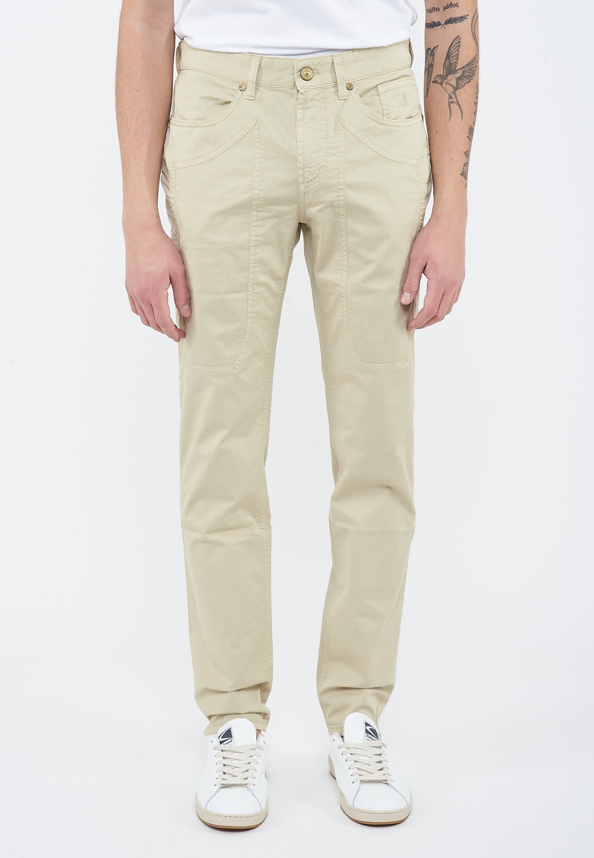 Pantalone JOHN - 5 Tasche Toppa Slim Fit Beige 