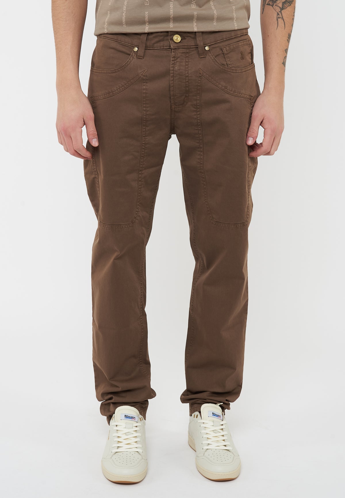 Pantalone JOHN - 5 Tasche Toppa Slim Fit Marrone Chiaro 