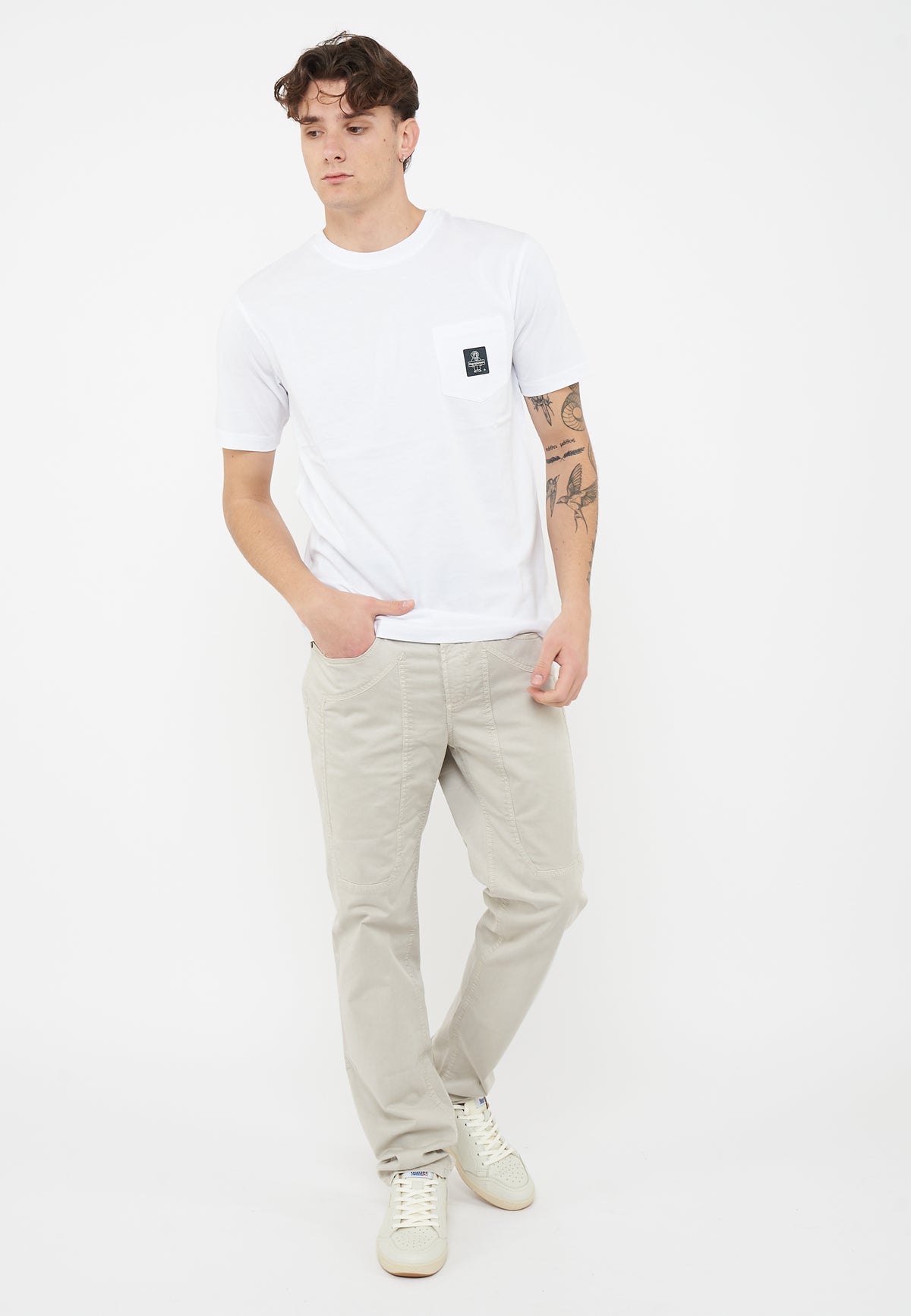 Pantalone JOHN - 5 Tasche Toppa Slim Fit Grigio Cemento 