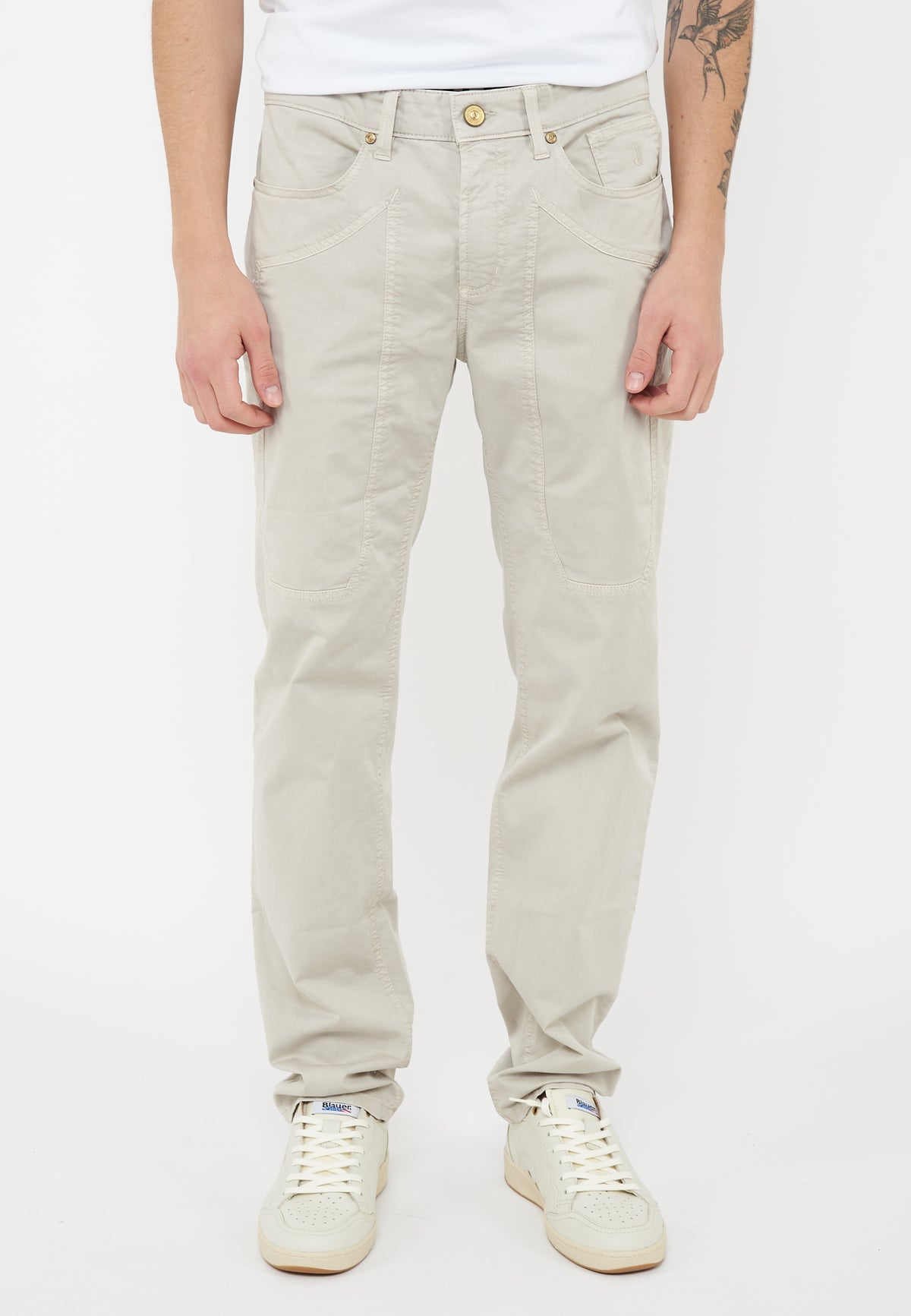 Pantalone JOHN - 5 Tasche Toppa Slim Fit Grigio Cemento 