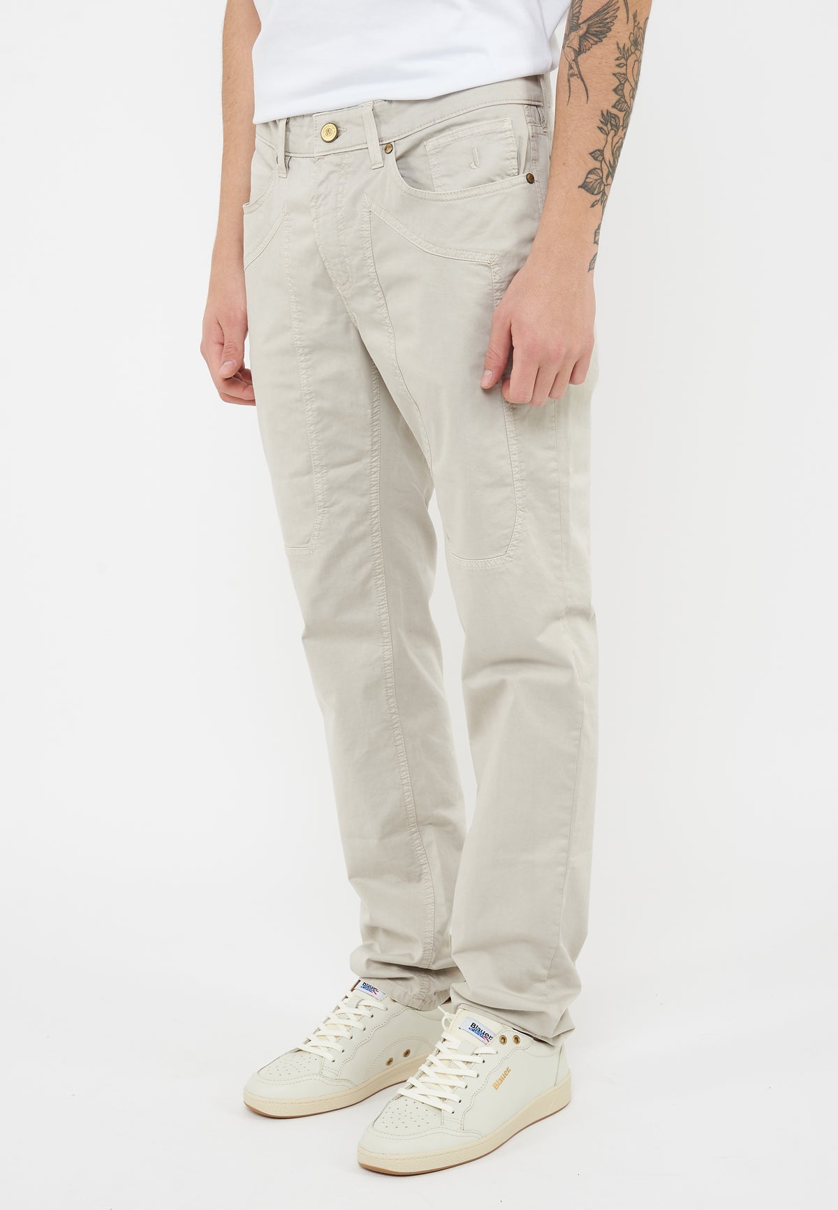Pantalone JOHN - 5 Tasche Toppa Slim Fit Grigio Cemento 