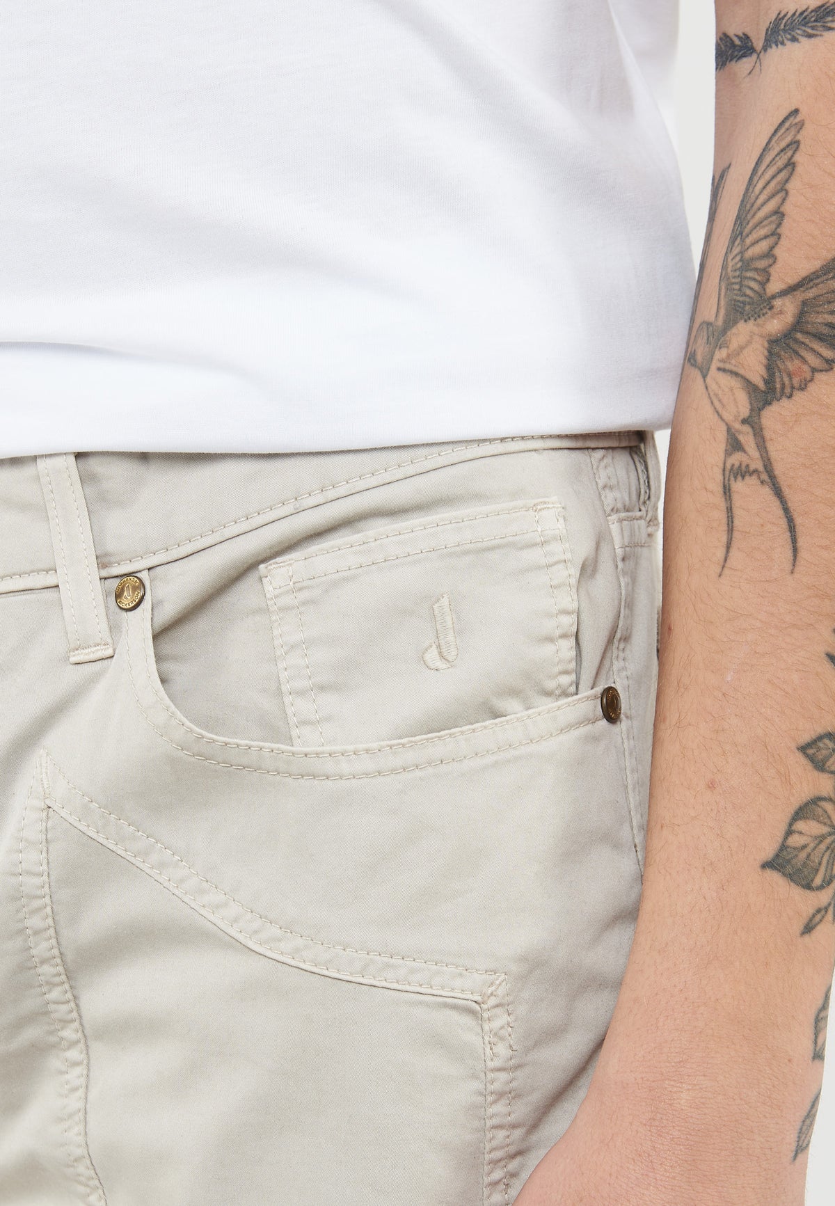 Pantalone JOHN - 5 Tasche Toppa Slim Fit Grigio Cemento 