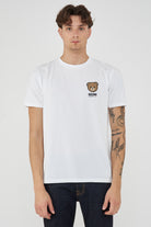 Men's Solid Color T-Shirt with Raised Bear Logo White
