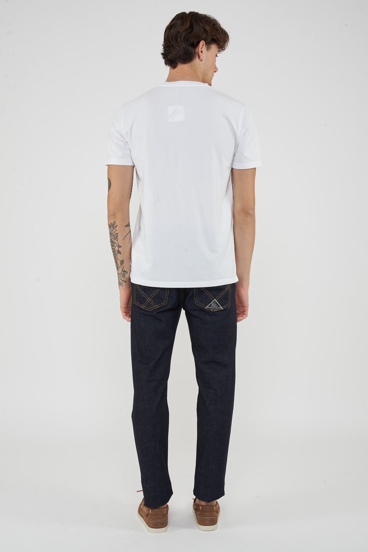T-Shirt Uomo Tinta Unita Con Logo Bear In Rilevo Bianco 