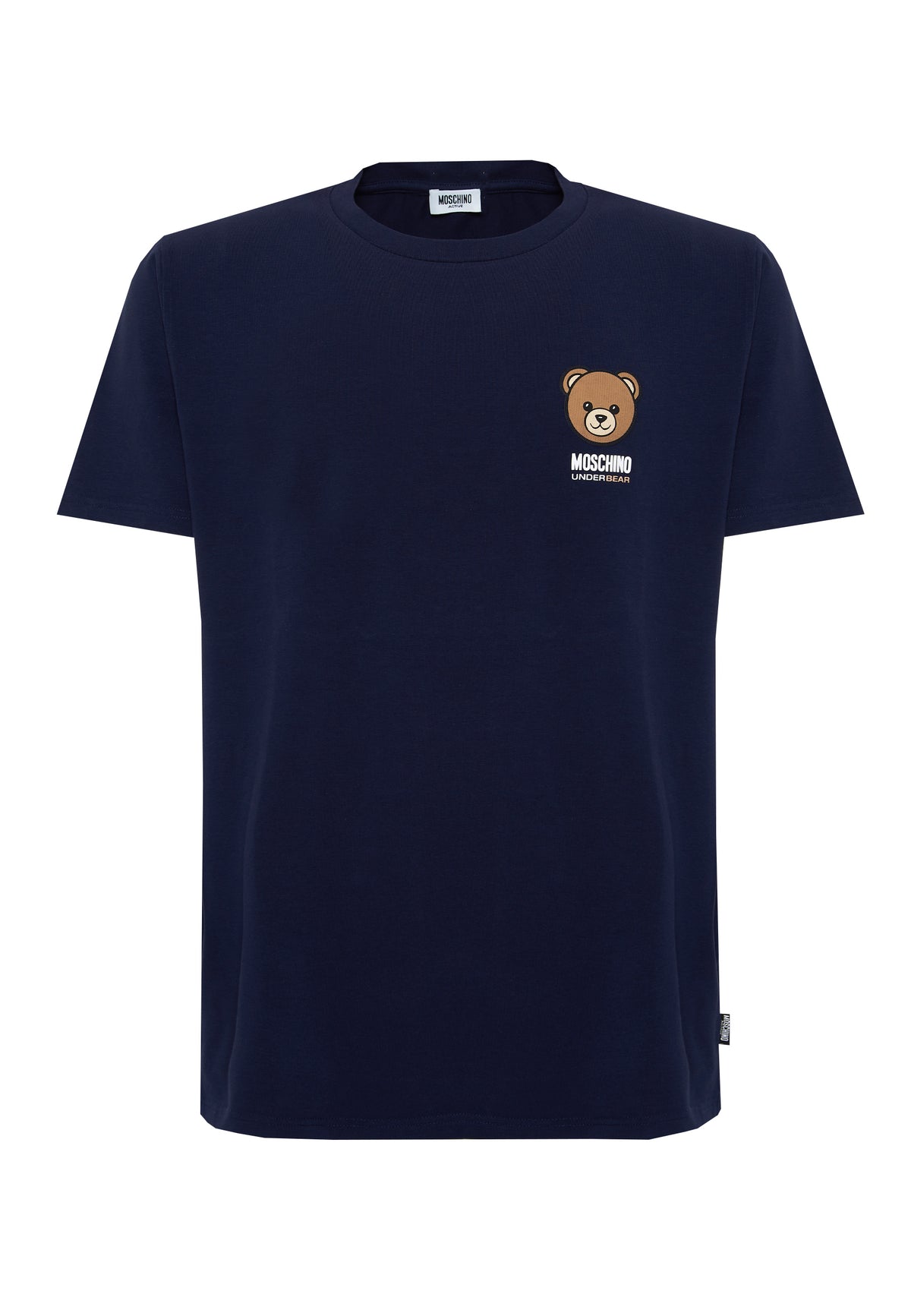 T-Shirt Uomo Tinta Unita Con Logo Bear In Rilevo Blue 