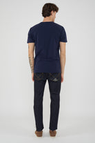 Men's Plain T-Shirt With Embossed Bear Logo Blue