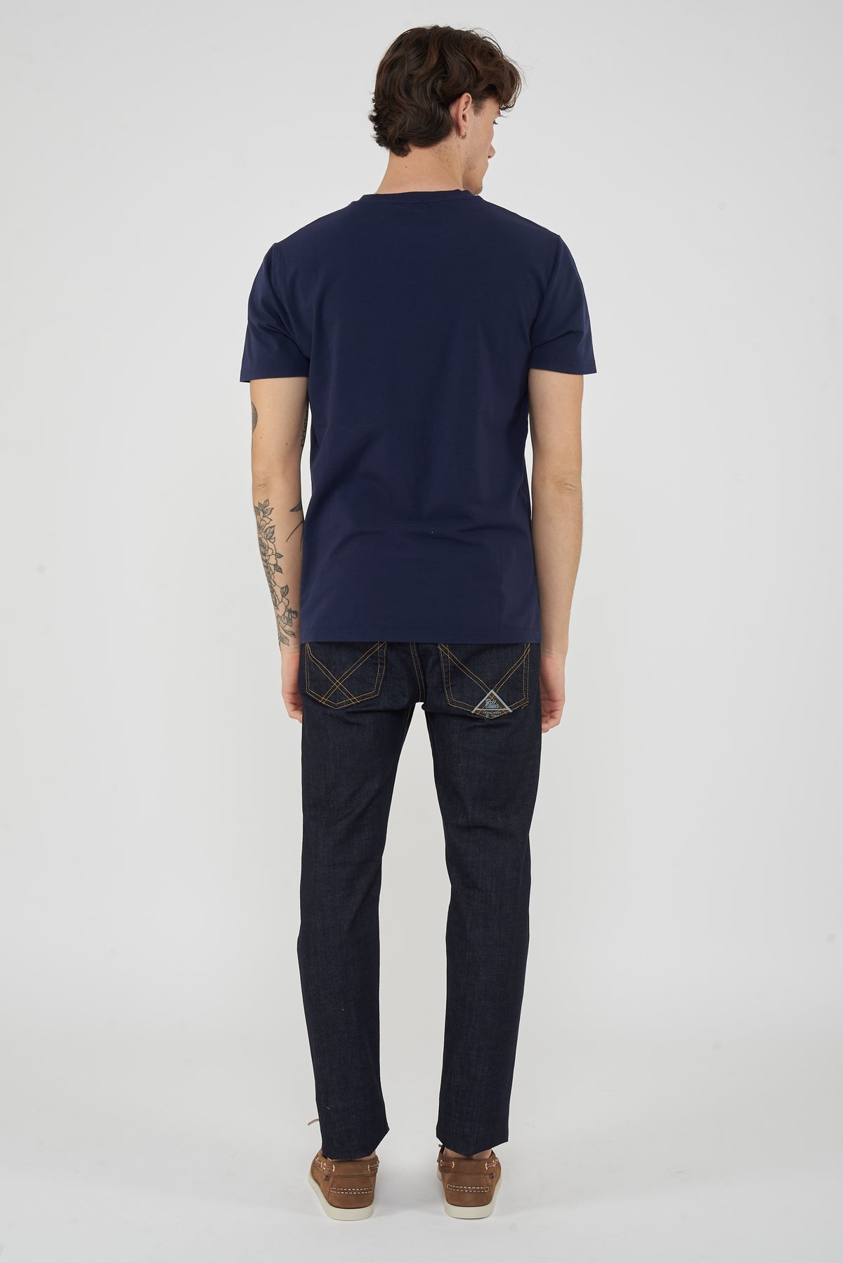 T-Shirt Uomo Tinta Unita Con Logo Bear In Rilevo Blue 