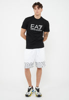 Bermuda Uomo In Felpa Con Maxi Logo Bianco 