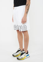 Bermuda Uomo In Felpa Con Maxi Logo Bianco 
