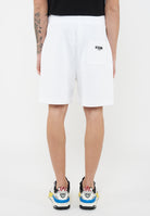 Bermuda Uomo In Felpa Con Maxi Logo Bianco 