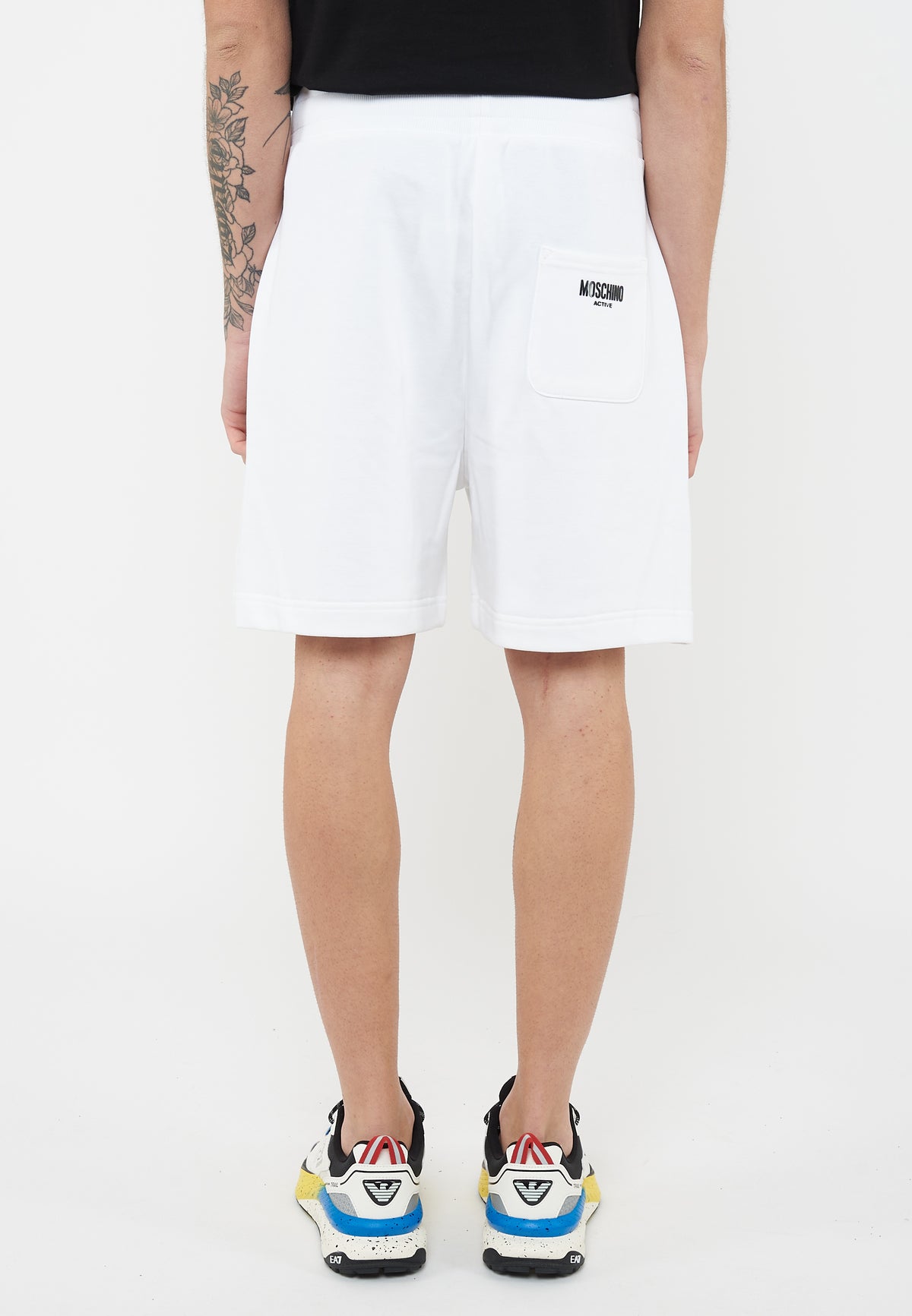 Bermuda Uomo In Felpa Con Maxi Logo Bianco 
