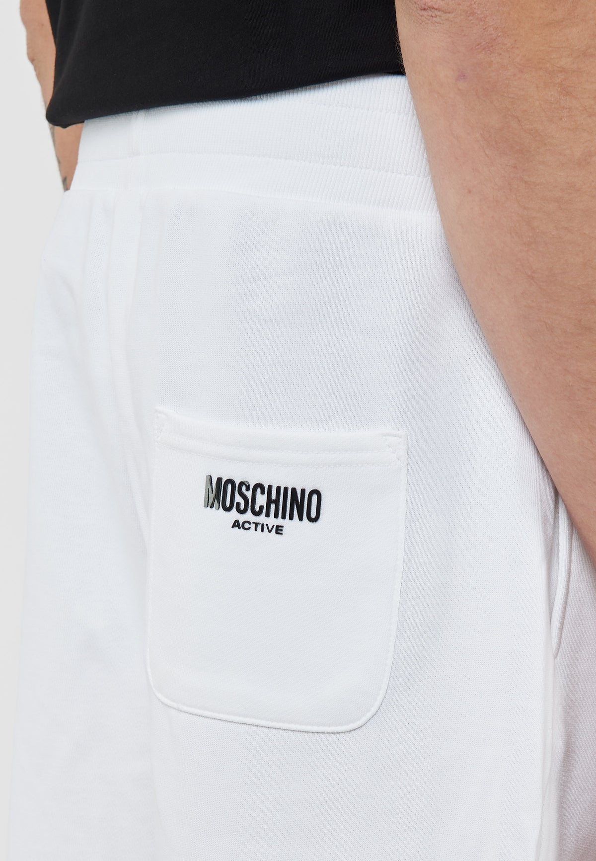 Bermuda Uomo In Felpa Con Maxi Logo Bianco 