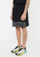 Bermuda Uomo In Felpa Con Maxi Logo Black 