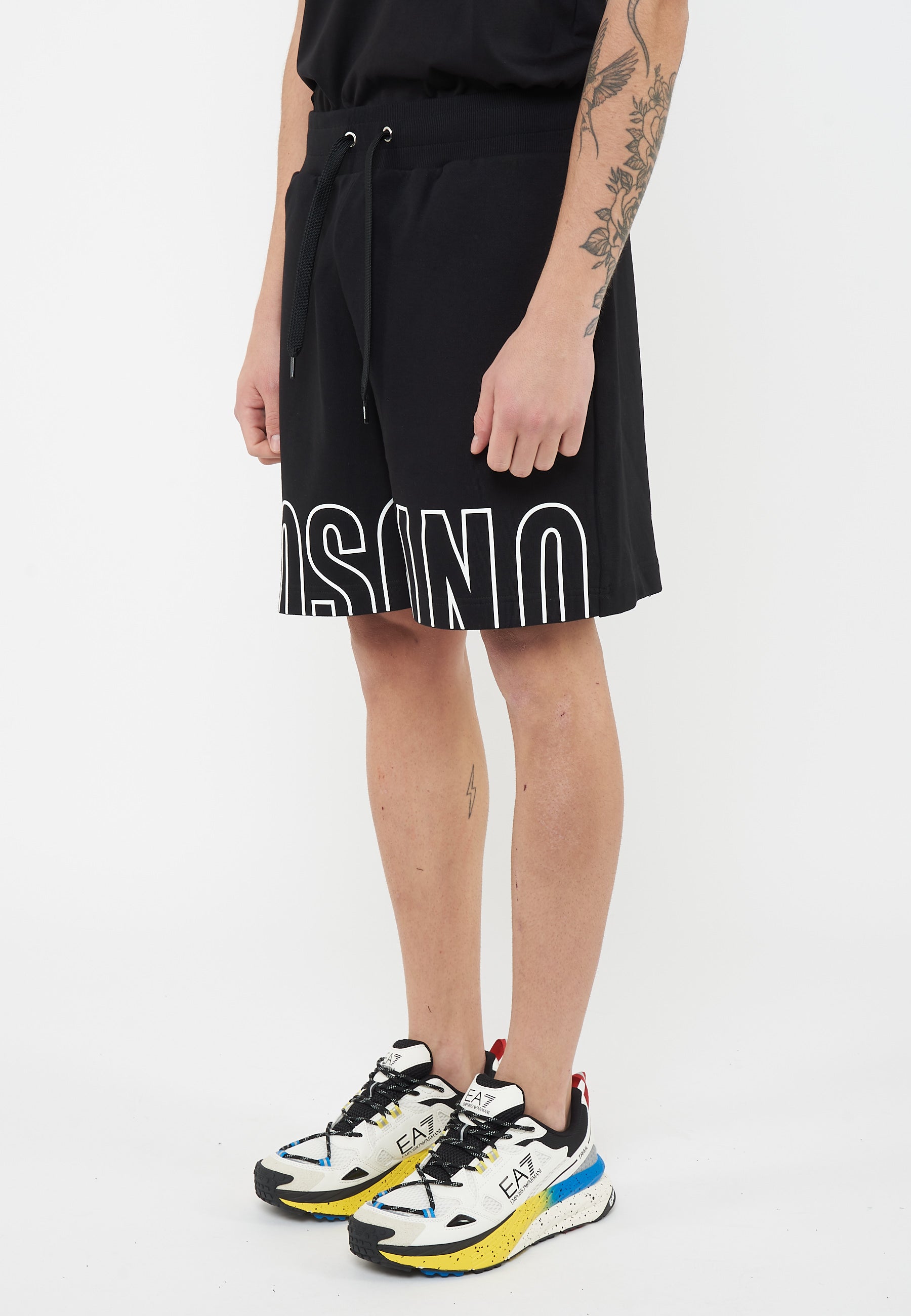 Bermuda Uomo In Felpa Con Maxi Logo Black 