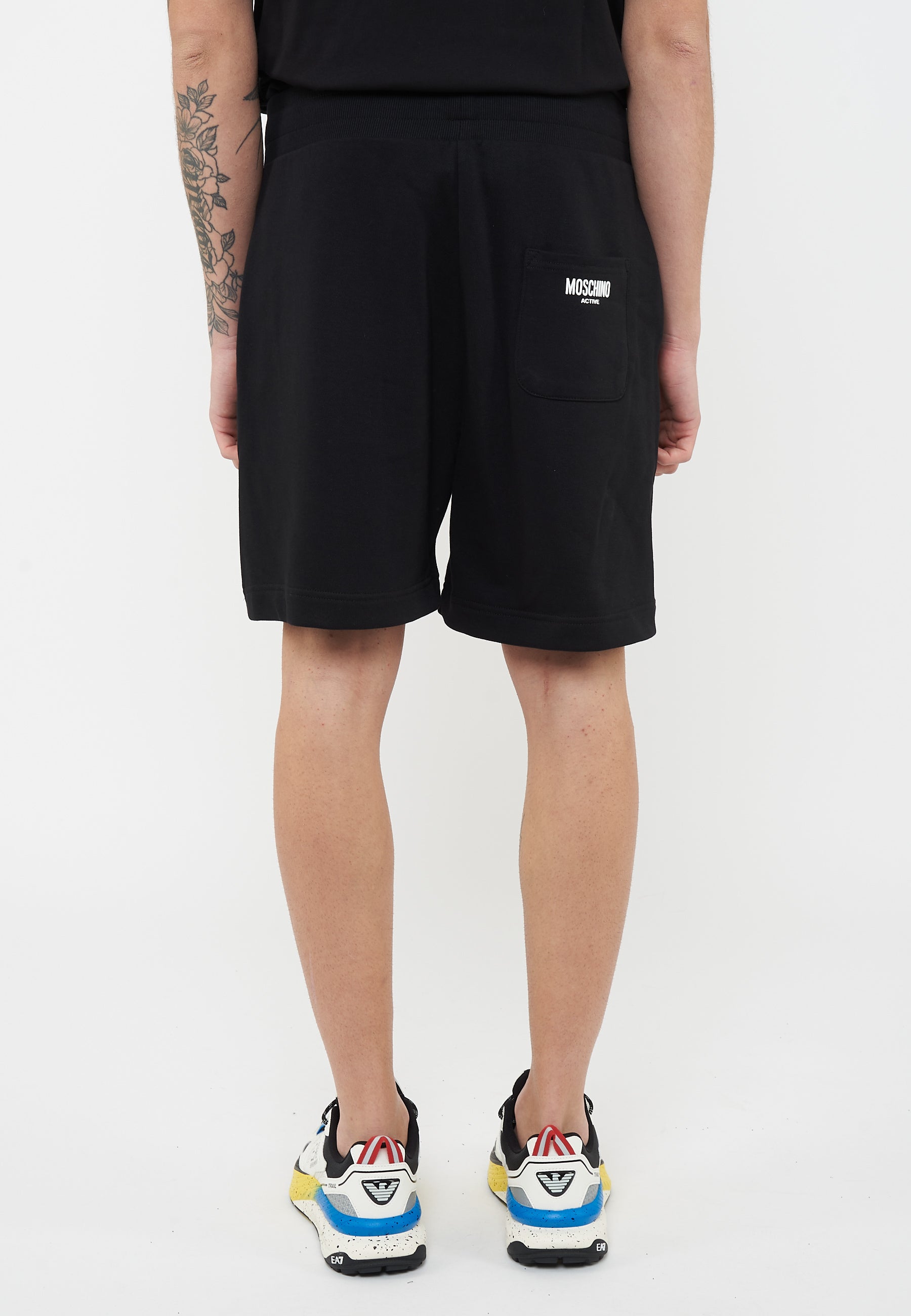 Bermuda Uomo In Felpa Con Maxi Logo Black 