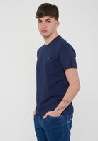 T-Shirt In Jersey di Cotone Navy 