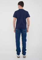T-Shirt In Jersey di Cotone Navy 