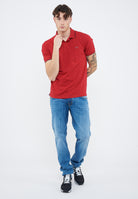 Polo con dettagli a contrasto in cotone rosso 
