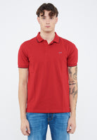 Polo con dettagli a contrasto in cotone rosso 