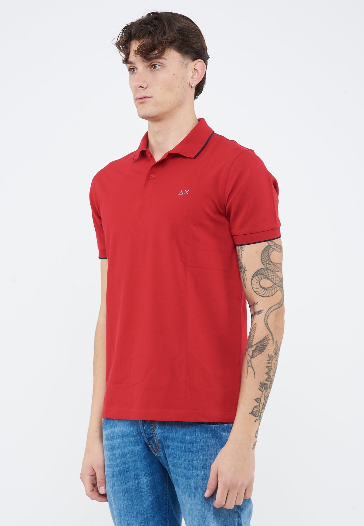 Polo con dettagli a contrasto in cotone rosso 
