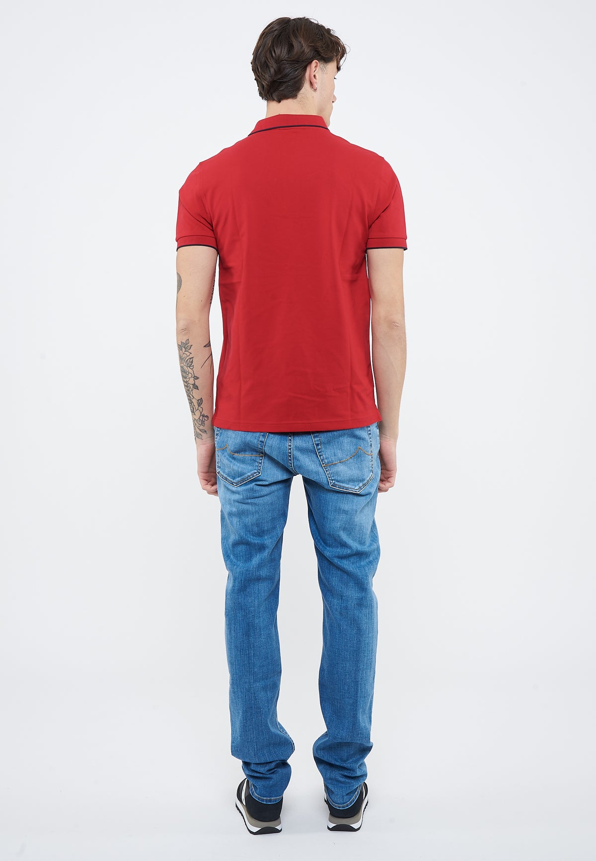 Polo con dettagli a contrasto in cotone rosso 