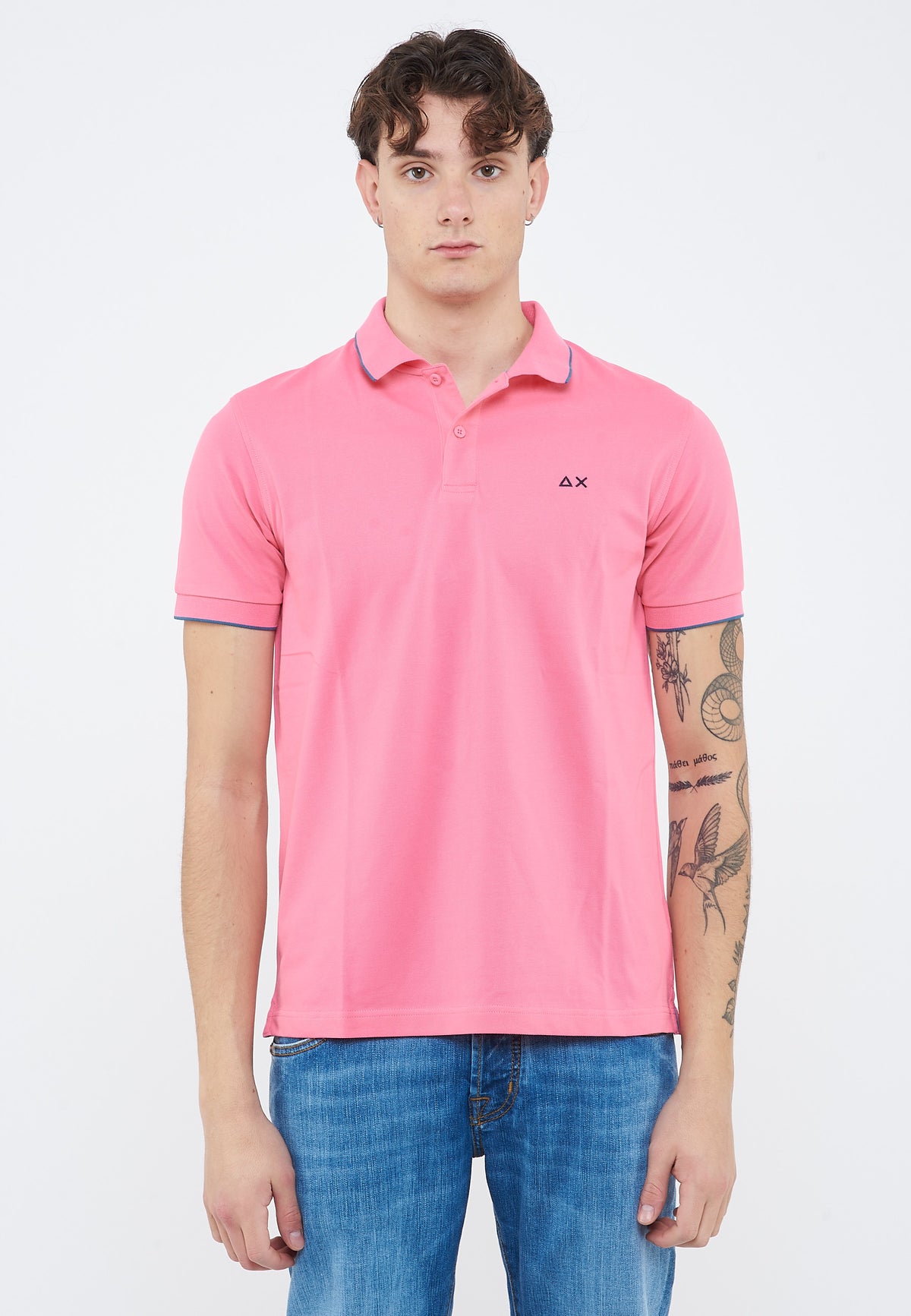Polo con dettagli a contrasto in cotone fuxia 