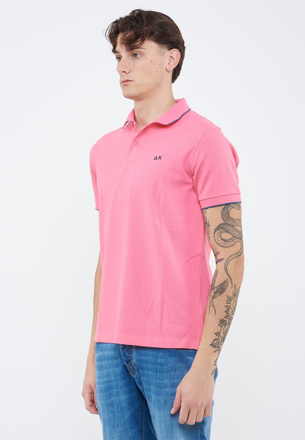Polo con dettagli a contrasto in cotone fuxia 