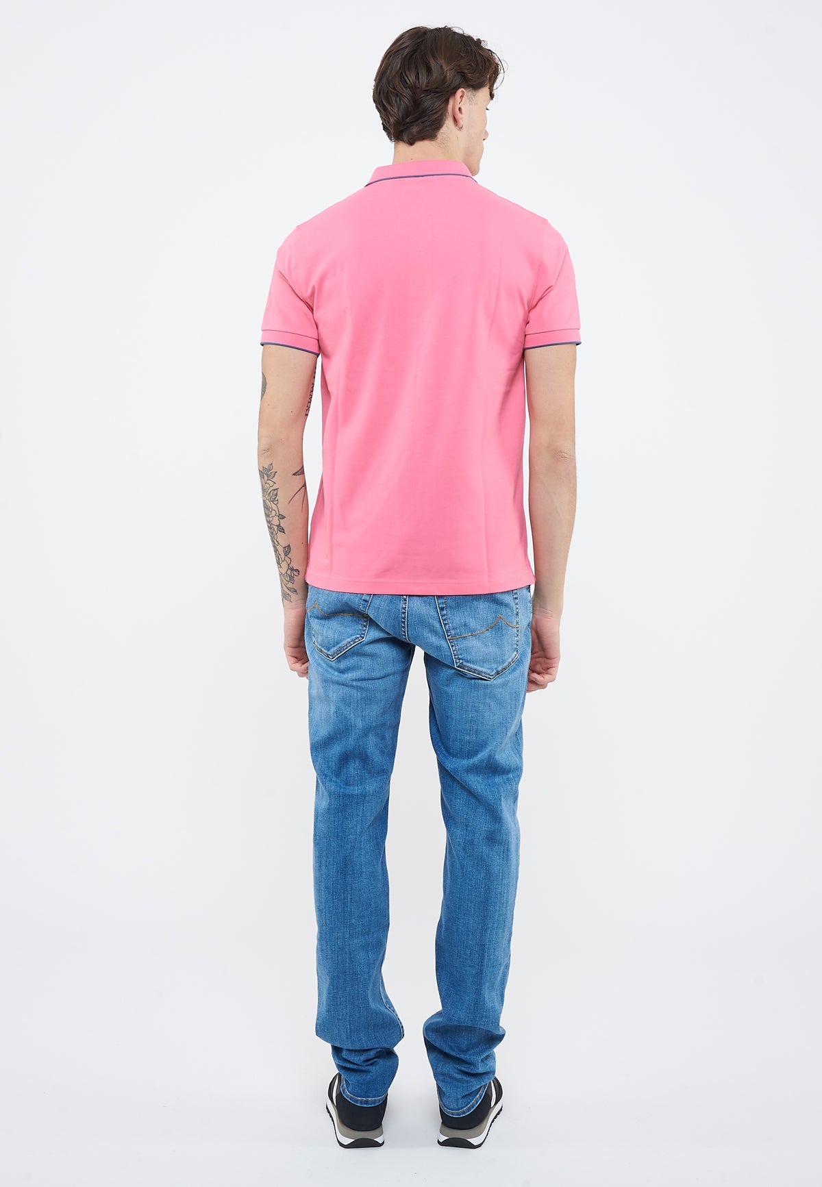 Polo con dettagli a contrasto in cotone fuxia 
