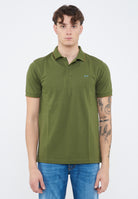 Polo con dettagli a contrasto in cotone verde scuro 