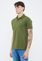 Polo con dettagli a contrasto in cotone verde scuro 