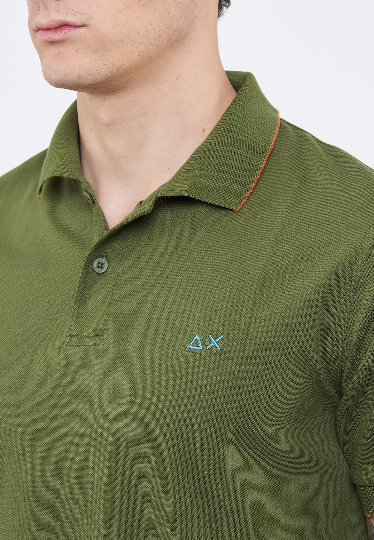 Polo con dettagli a contrasto in cotone verde scuro 