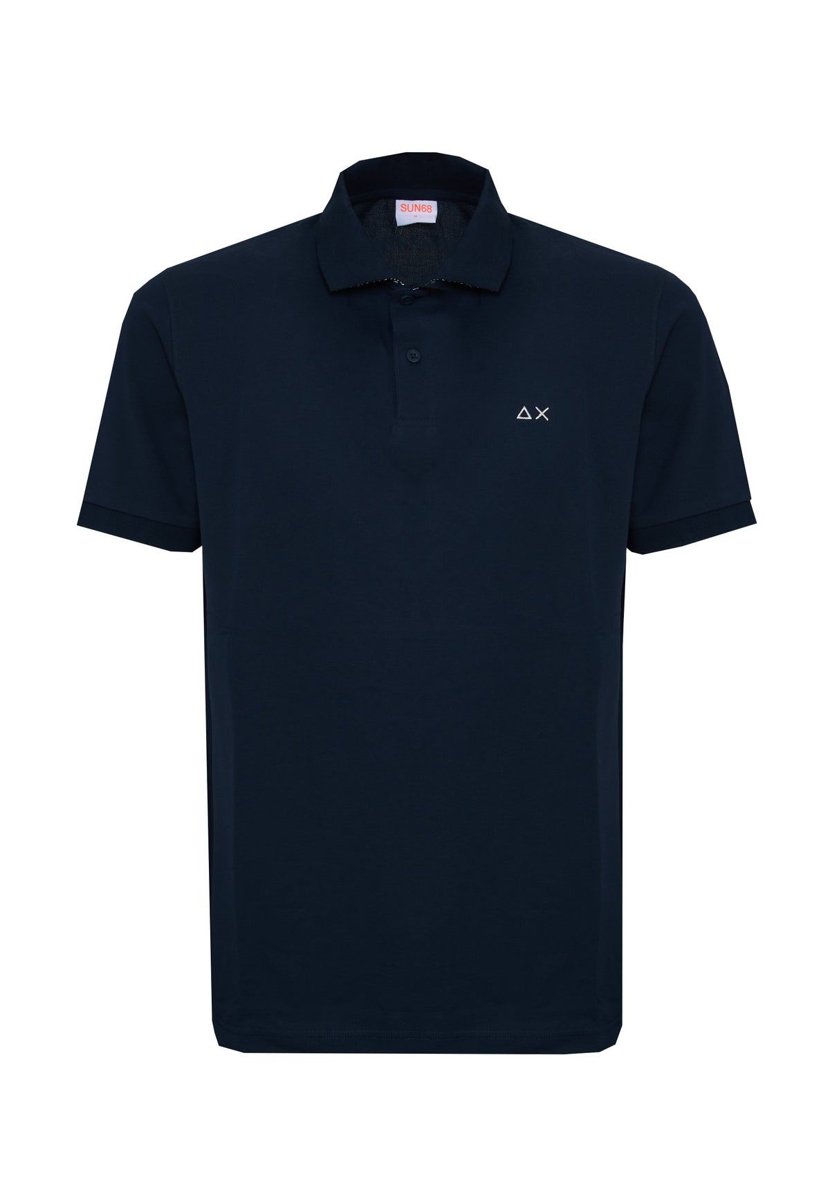 Navy blue cotton polo shirt with paisley print