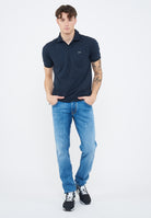 Polo con stampa paisley in cotone navy blue 