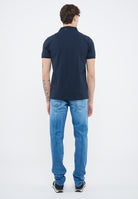 Polo con stampa paisley in cotone navy blue 