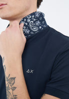 Polo con stampa paisley in cotone navy blue 