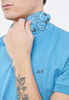 Polo con stampa paisley in cotone avio 