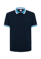Polo con righe a contrasto in cotone blu navy 