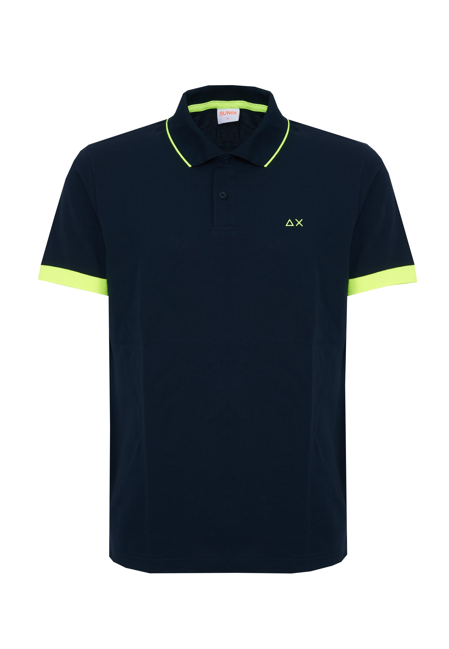 Polo con bordi fluo in cotone navy blue 