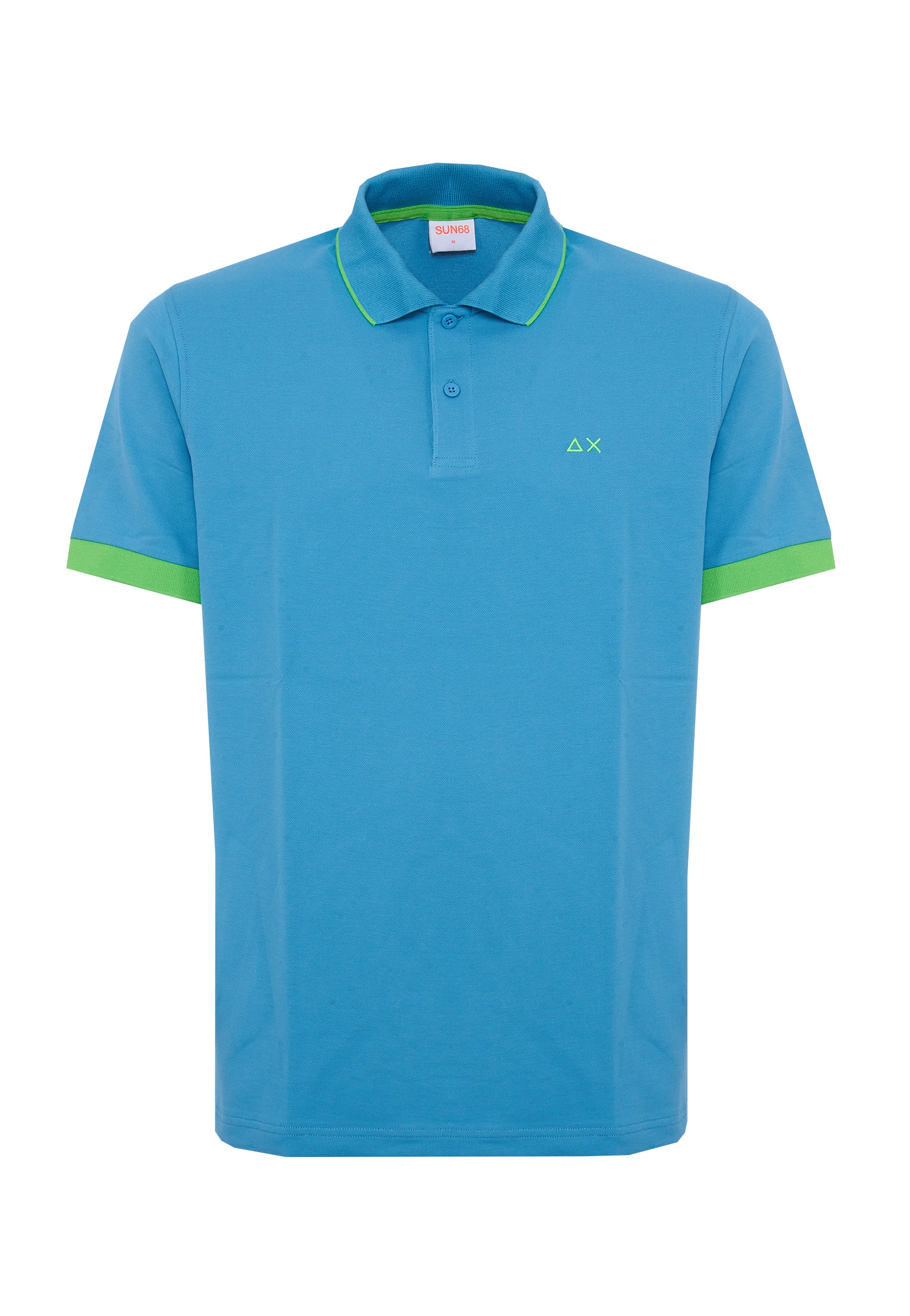 Polo con bordi fluo in cotone avio 