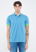 Polo con bordi fluo in cotone avio 
