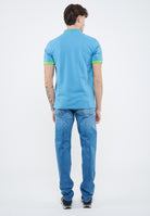 Polo con bordi fluo in cotone avio 