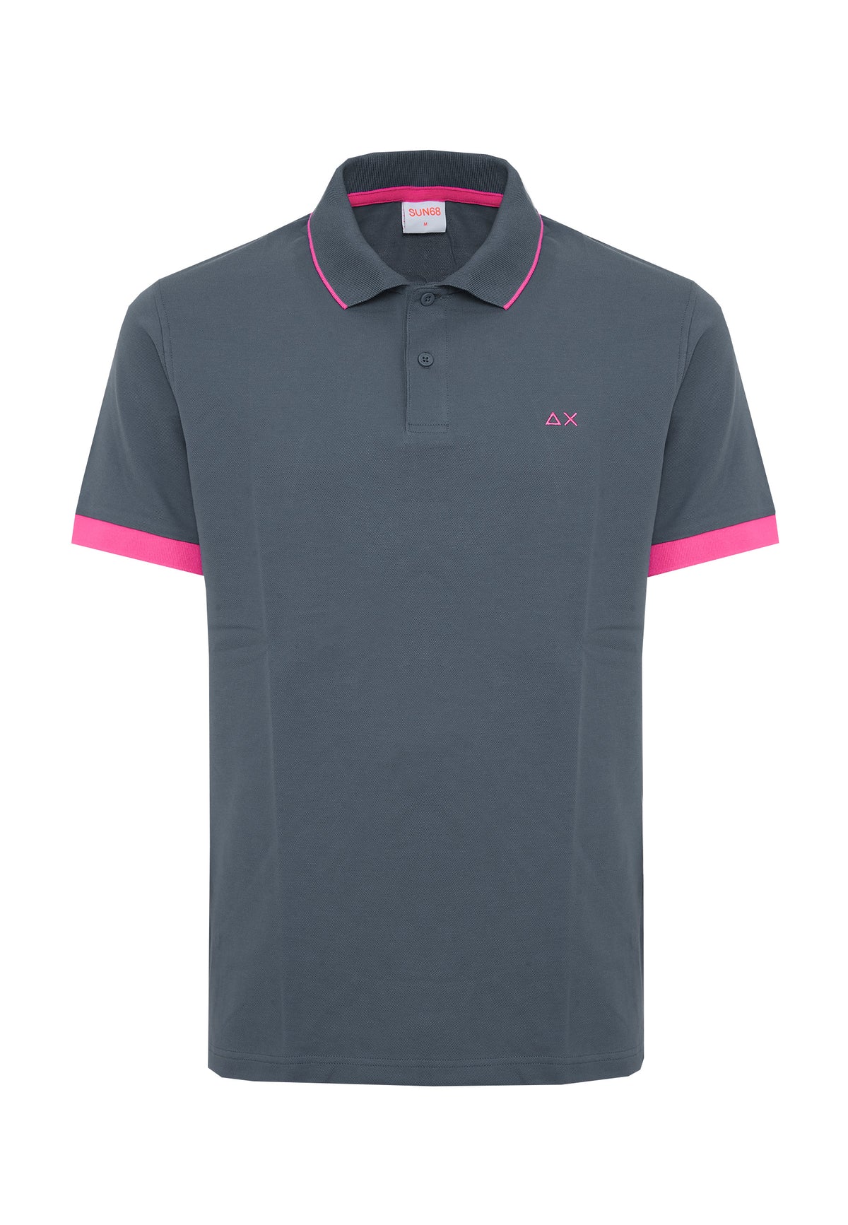 Polo con bordi fluo in cotone inchiostro 