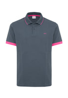 Polo con bordi fluo in cotone inchiostro 