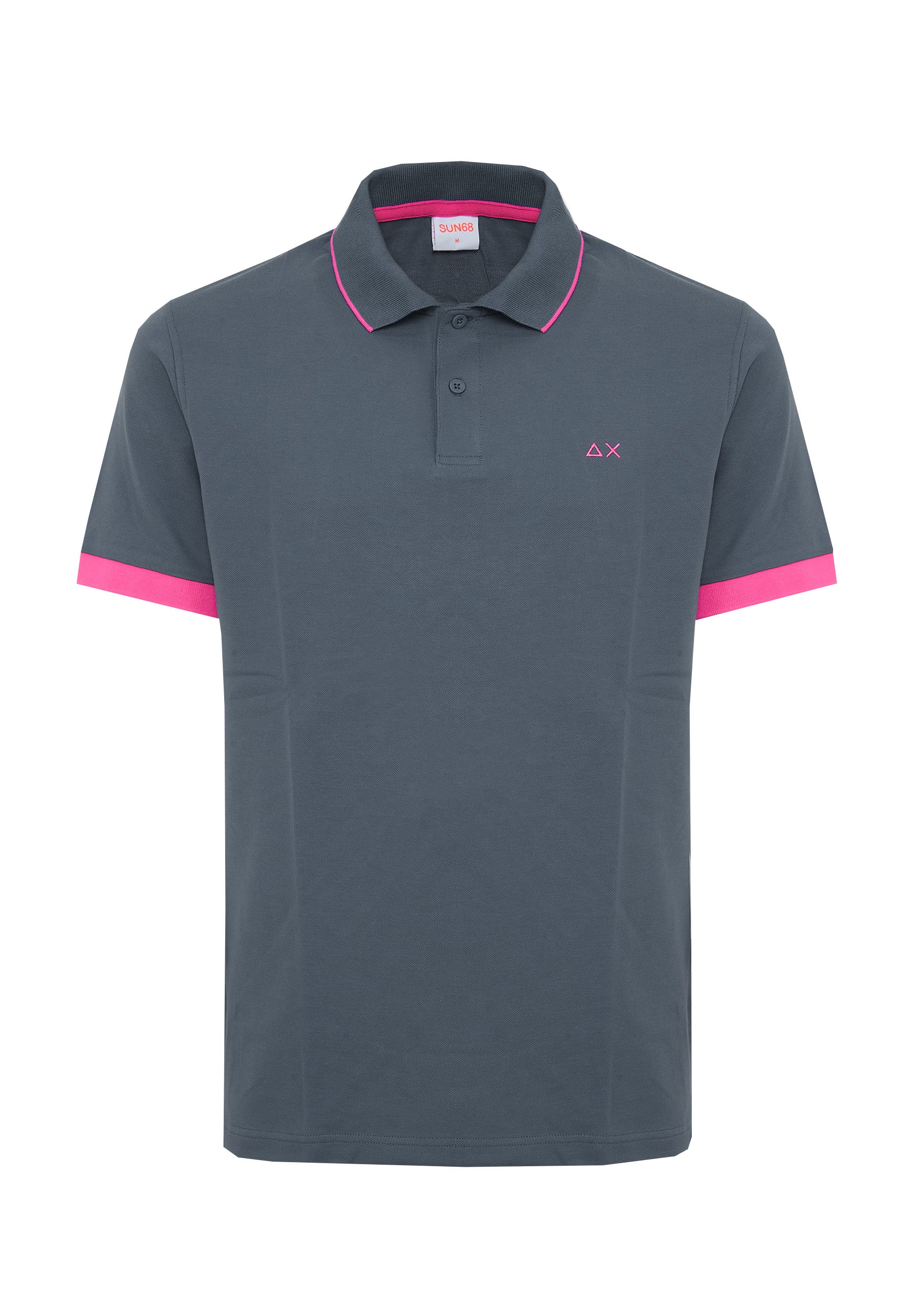 Polo con bordi fluo in cotone inchiostro 
